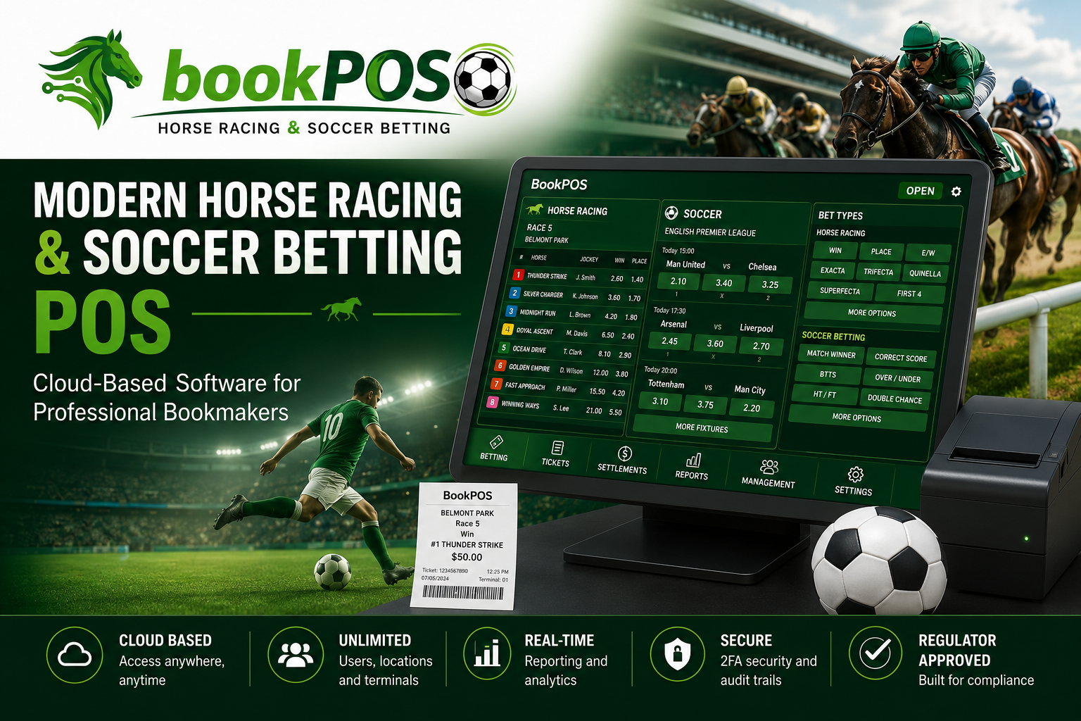 BookPOS bookmaker software for horse racing and soccer betting