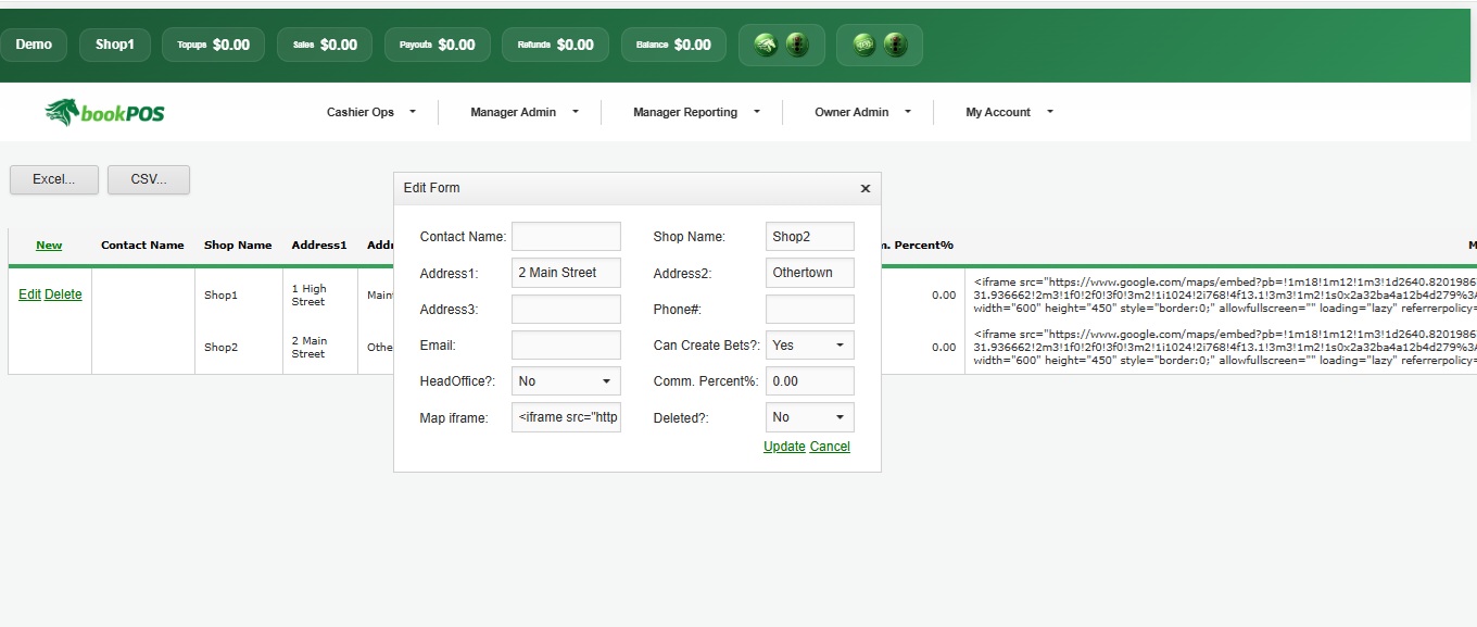 BookPOS betting software screenshot